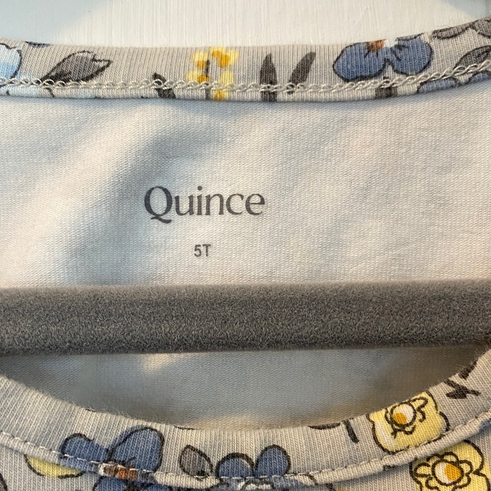 Quince Kids Floral Dress - Gray and Yellow size 5t - Picture 3 of 3